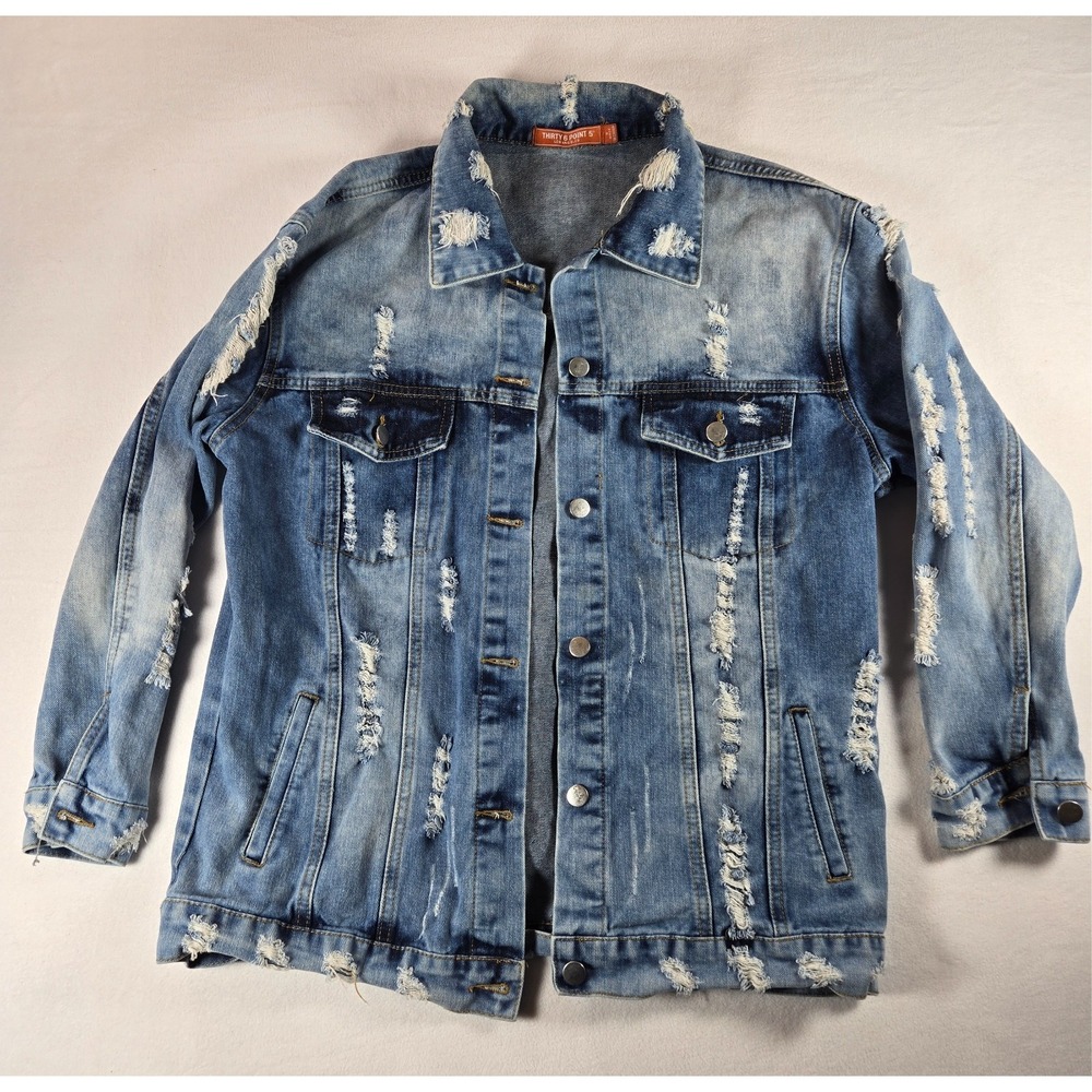 36point5 Fashion Tour Oversized Distressed Denim Jean Jacket